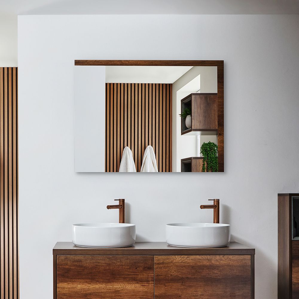 Miroir – Effet chêne foncé – 100 cm x 75 cm - Hoxton