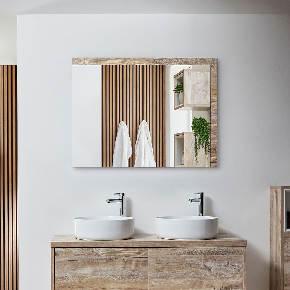 Miroir – Effet chêne clair – 100 cm x 75 cm - Hoxton
