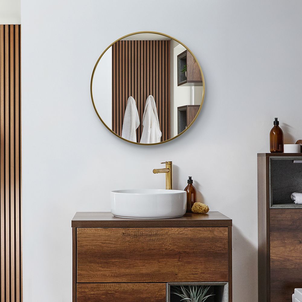 Miroir mural rond – Or satiné – Ø 60 cm - Annalise