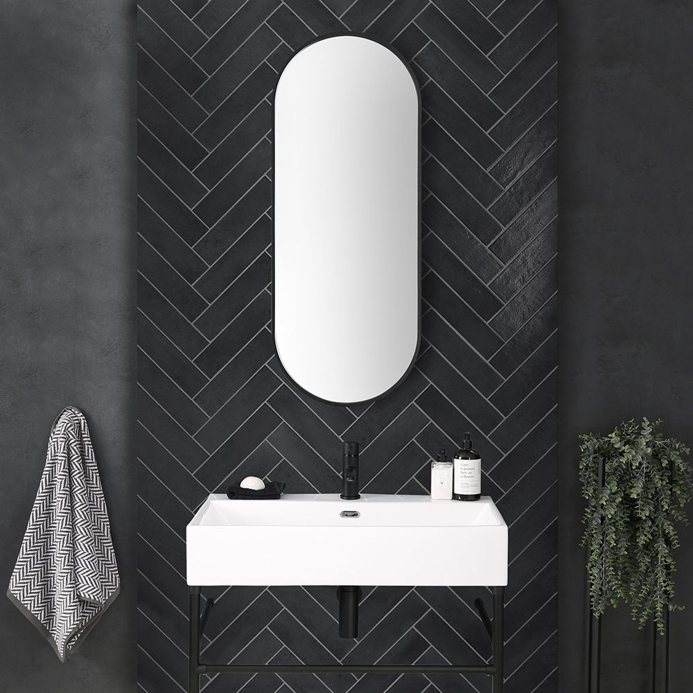 Miroir mural ovale – Noir – 100 cm x 40 cm - Gianna