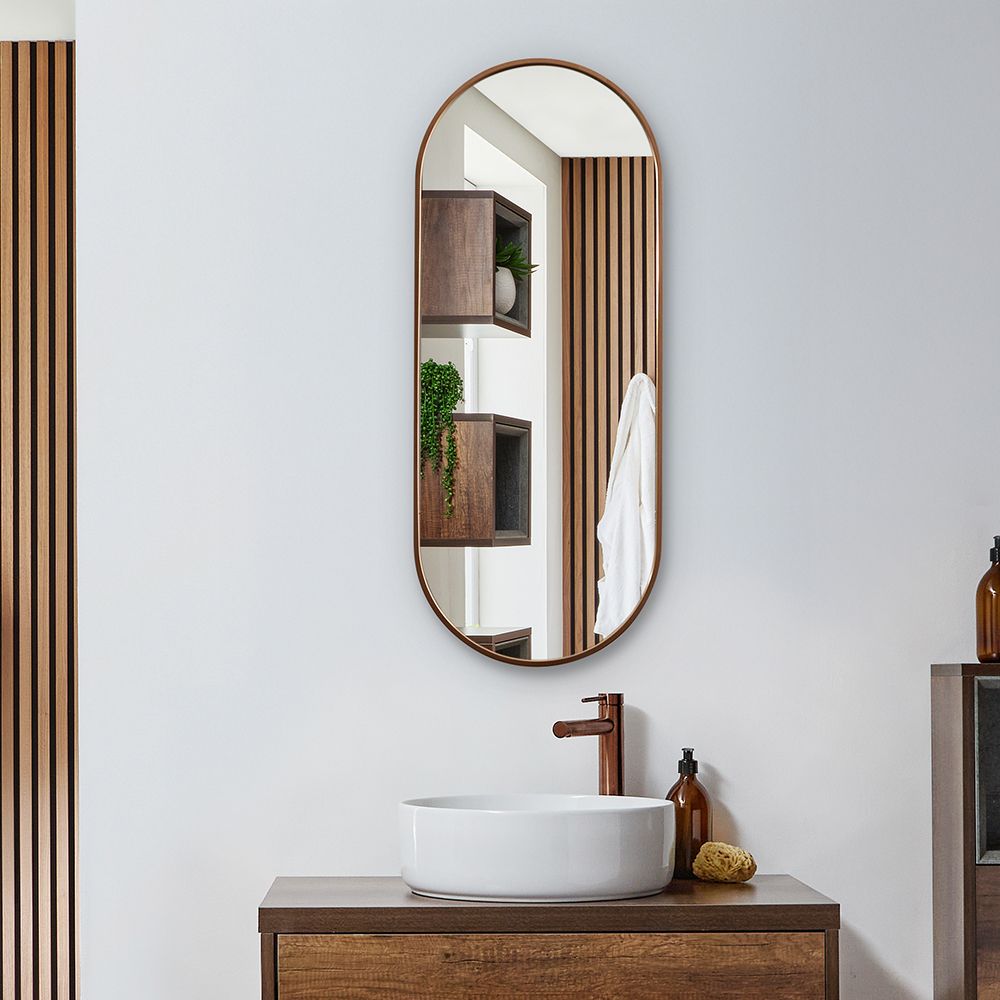 Miroir mural ovale – Cuivre satiné – 100 cm x 40 cm - Gianna