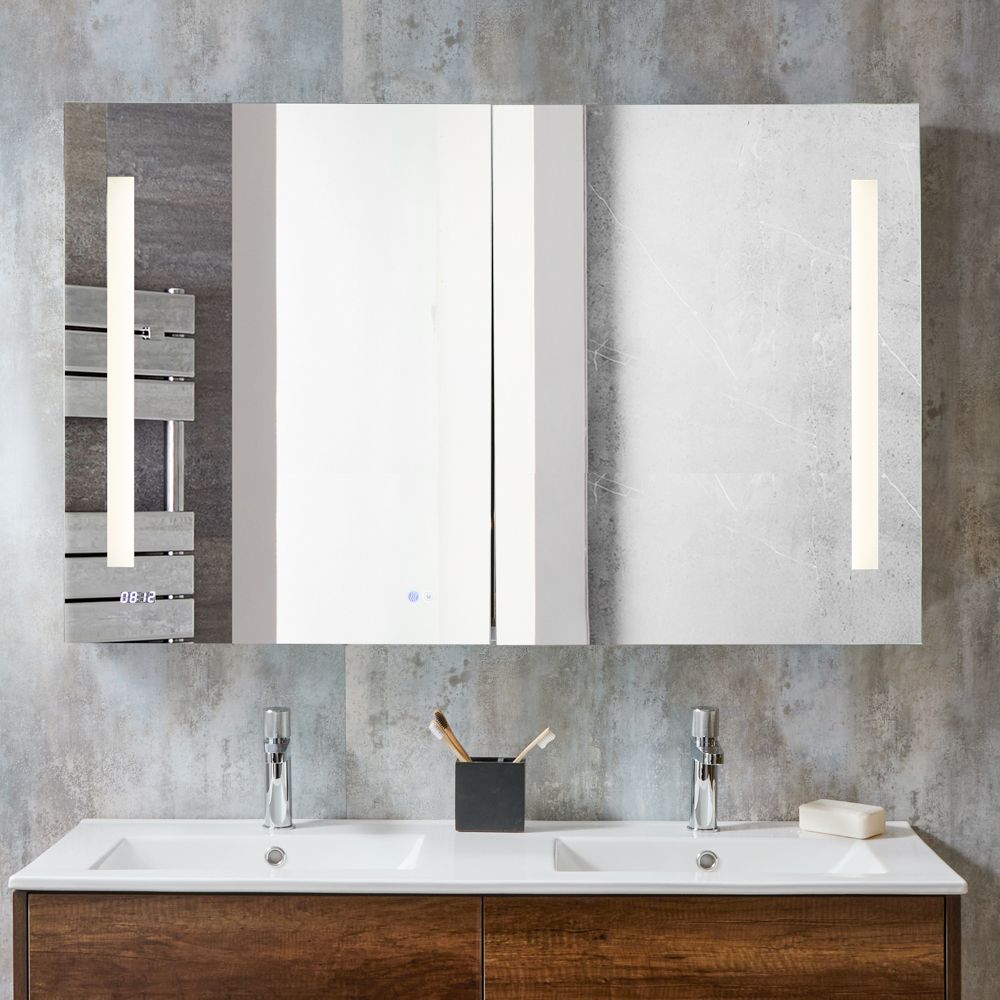 Armoire de salle de bain avec miroir et LED - 75 cm x 120 cm - Alba