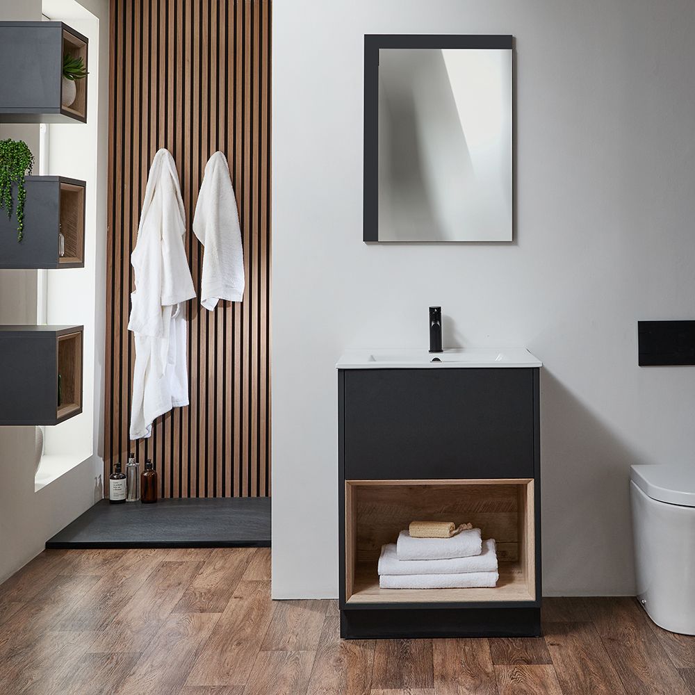 Meuble de salle de bain avec niche – 61 cm – Choix de finitions, de lavabos et lumières LED en option – Hoxton