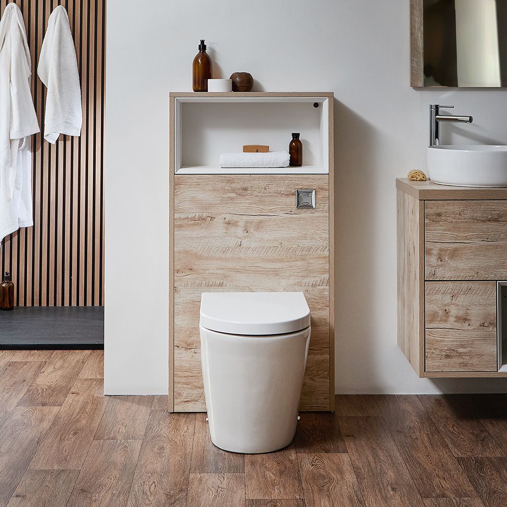 Meuble WC avec WC à poser – 60 cm – Chêne clair - Hoxton