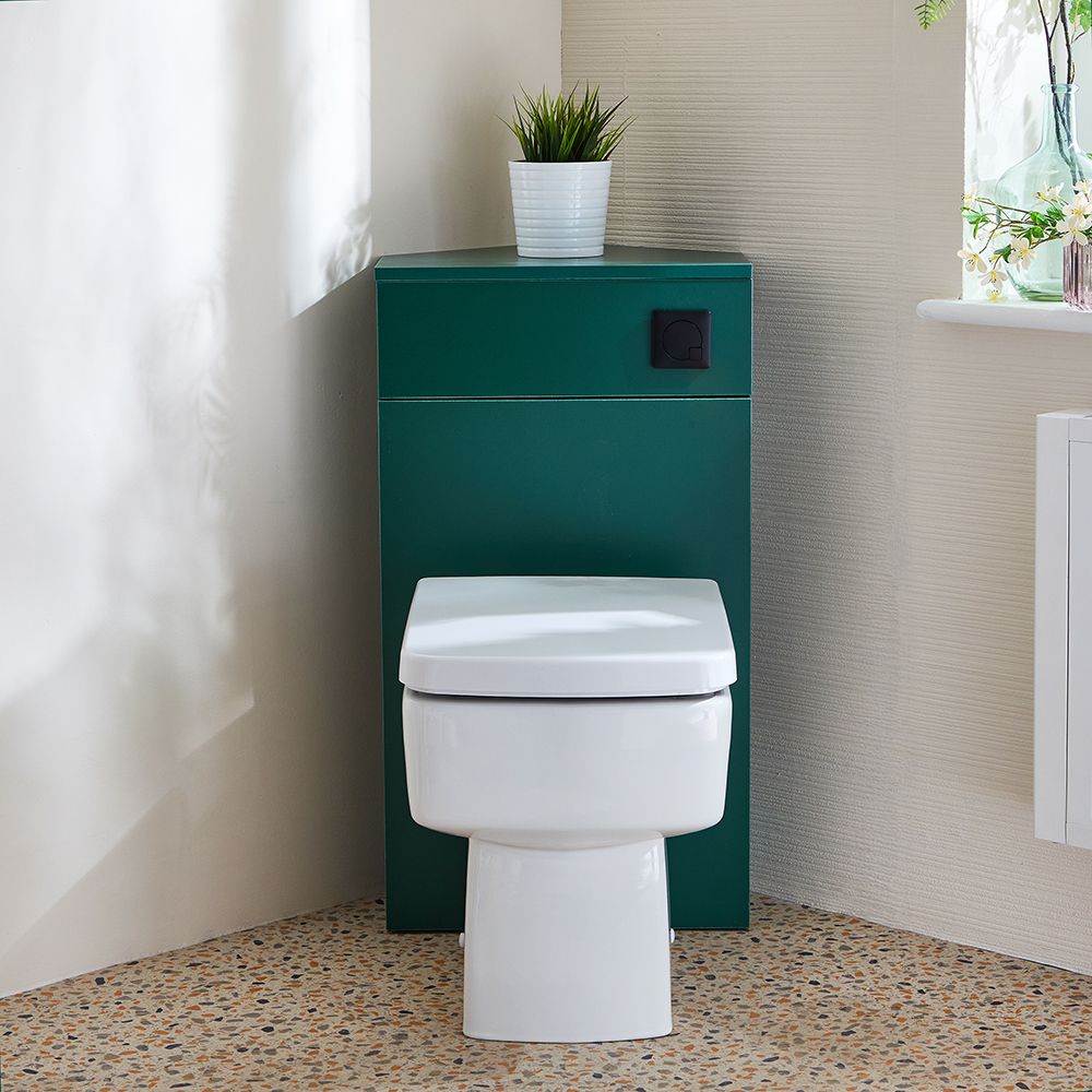 Meuble WC d’angle avec cuvette à poser Exton – Choix de finitions – Cluo