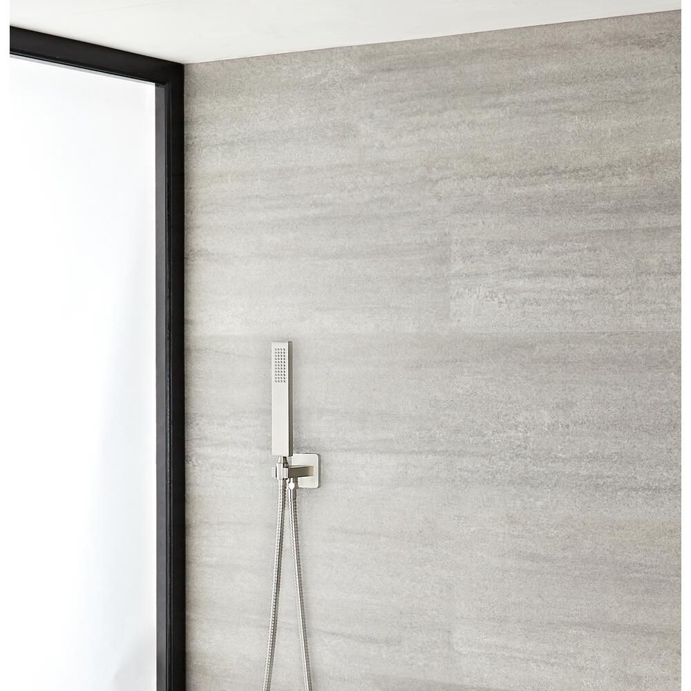 Kit Douchette Carré & Clip mural Minimaliste - Nickel Brossé