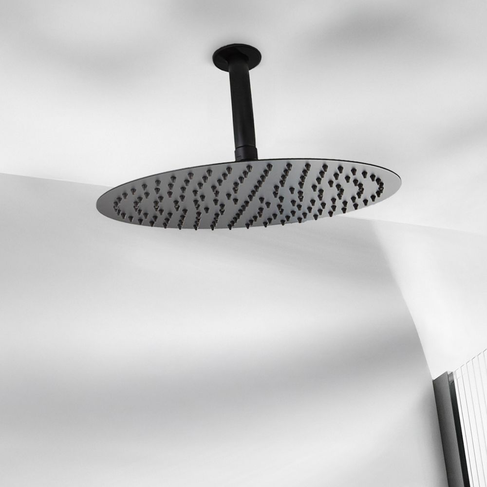 Bras de douche rond pour plafond - Noir - Nero