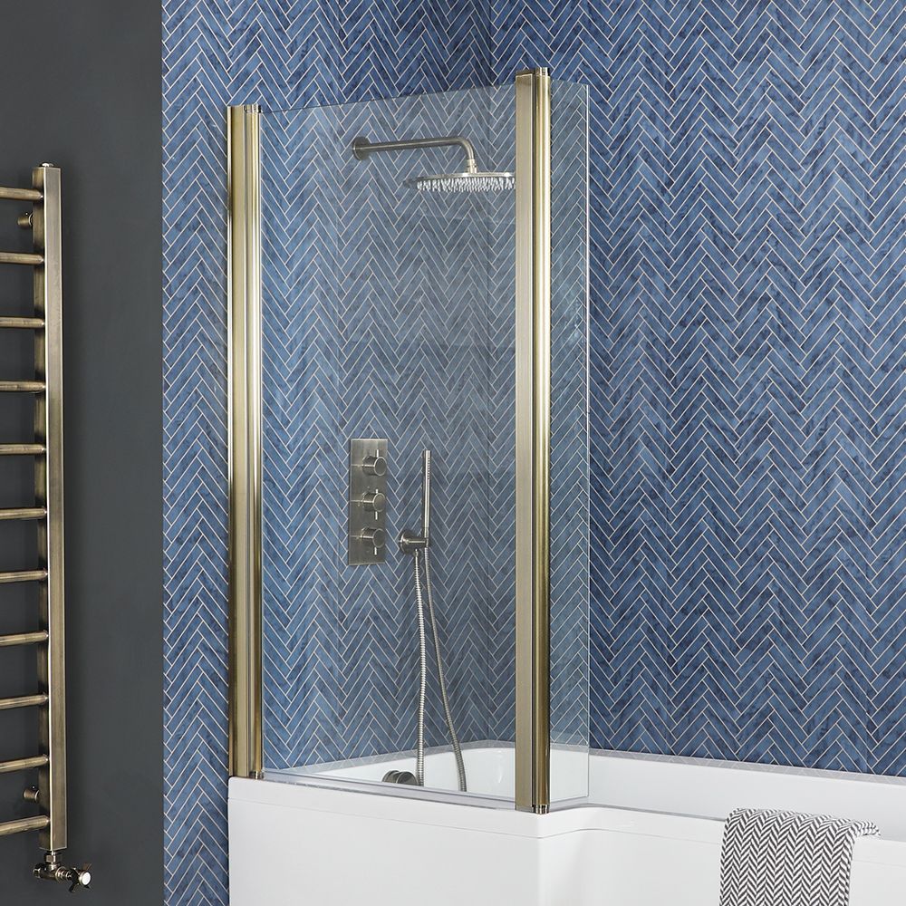 Pare-baignoire douche asymétrique - Laiton Ancien - Alama