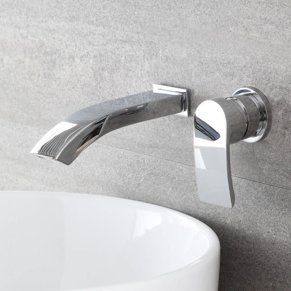 Mitigeur lavabo mural - Design moderne - Chromé - Razor