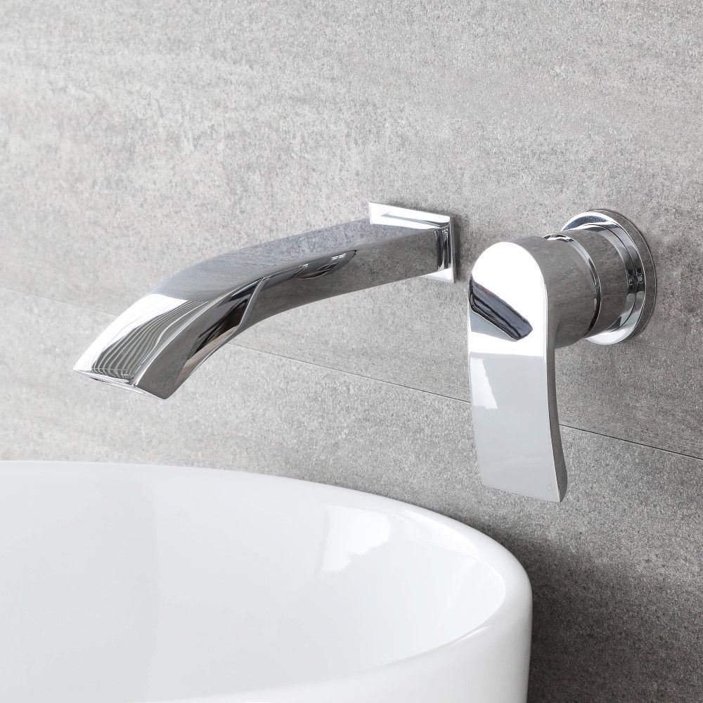 Mitigeur lavabo mural - Design moderne - Chromé - Razor