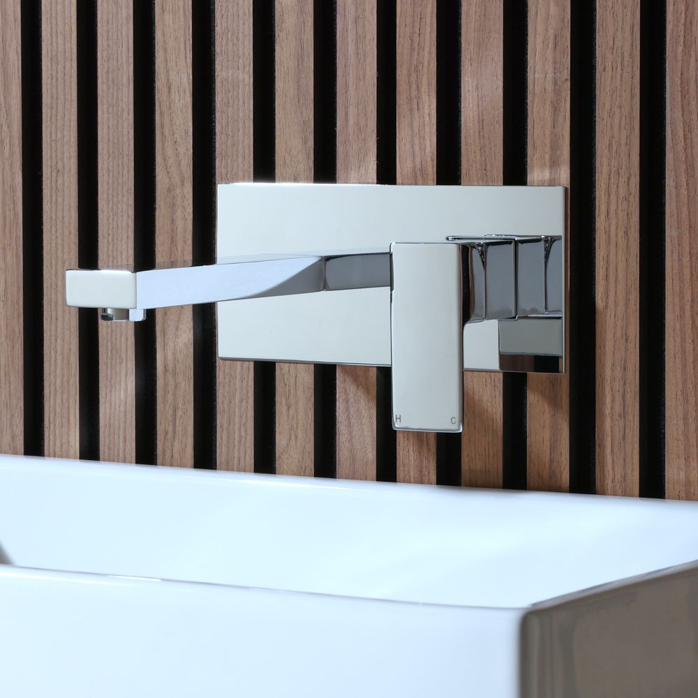 Mitigeur lavabo mural moderne – Design cubique - Choix de finitions