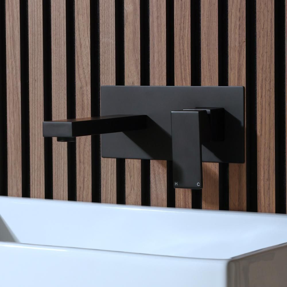 Mitigeur lavabo mural moderne – Noir mat - Preto