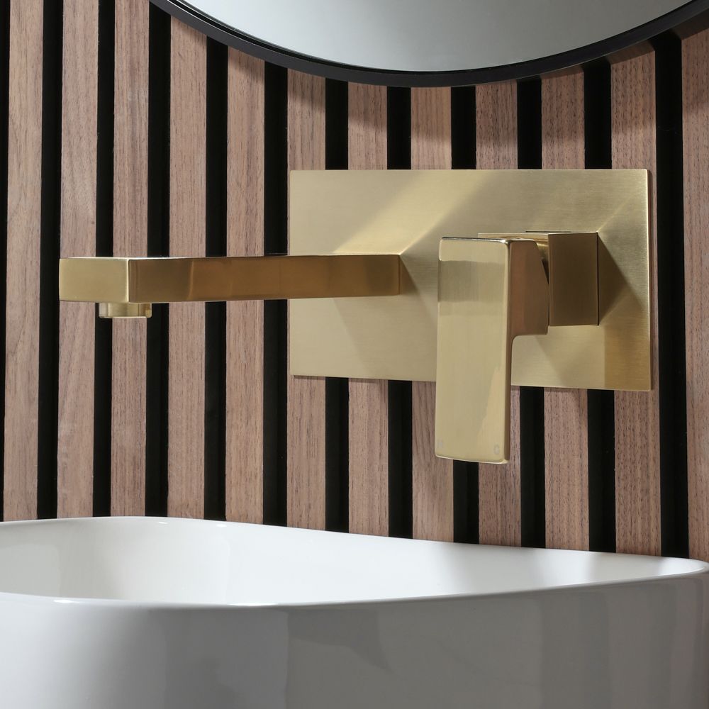 Mitigeur lavabo mural – Or satiné - Lyra