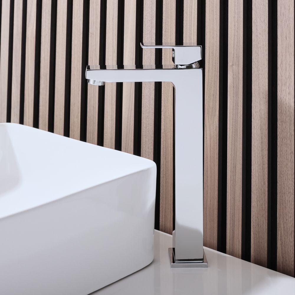 Mitigeur lavabo haut monotrou moderne – Design cubique – Choix de finitions