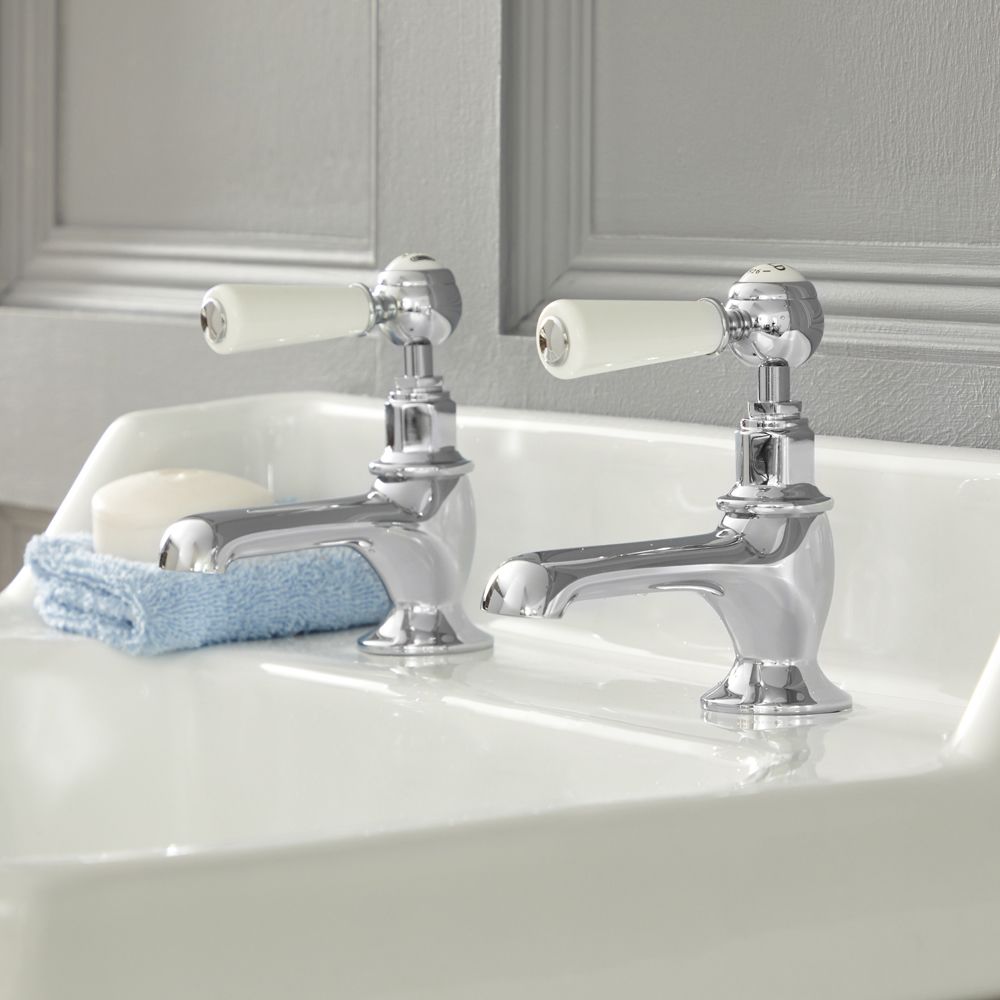 Paire de robinets lavabo rétro à levier – choix de finition - Elizabeth