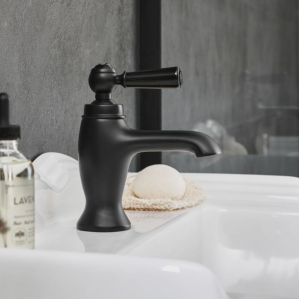 Mitigeur lavabo rétro – Commande à levier – Noir - Elizabeth