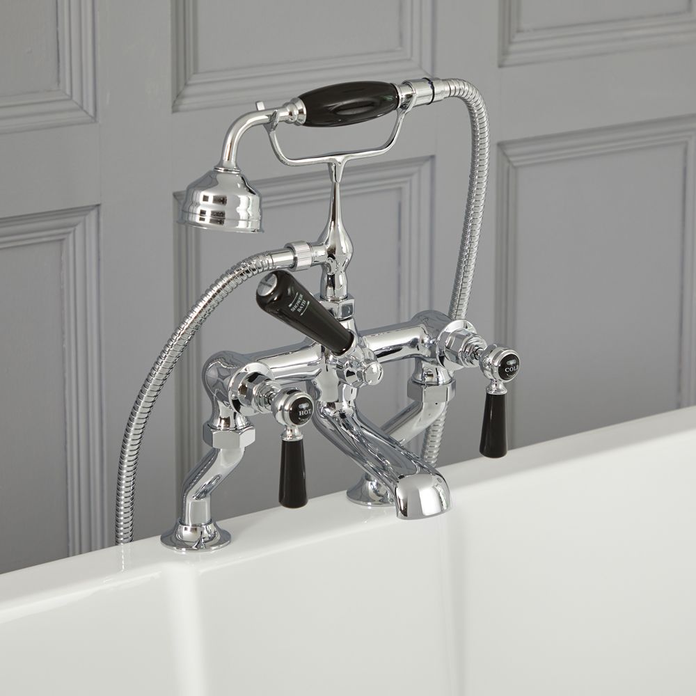 Robinet bain douche rétro – Commandes à leviers – Chromé et noir - Elizabeth