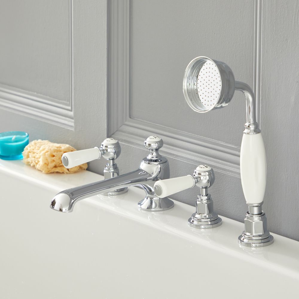 Mélangeur bain douche rétro à levier - 4 trous - choix de finitions - Elizabeth