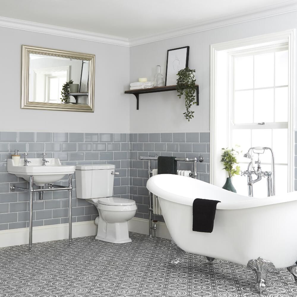 Ensemble baignoire îlot, WC et lavabo sur pieds - Richmond
