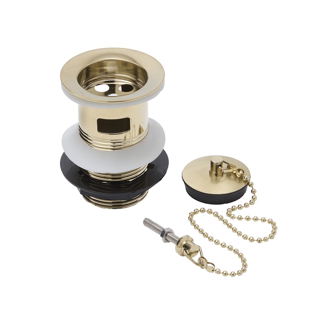 Bonde à chaînette pour lavabo – Or satiné