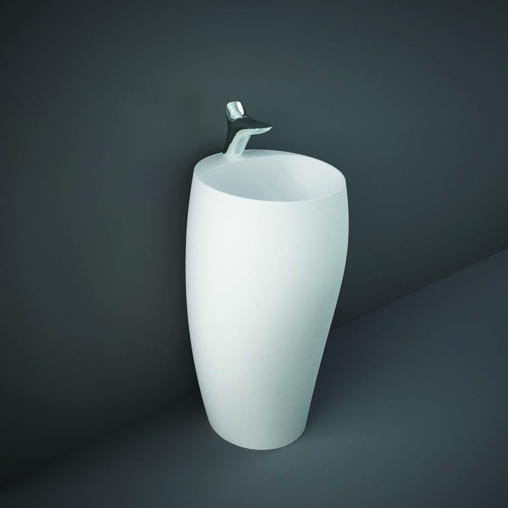 Lavabo totem moderne – Blanc mat – 49 cm – 1 trou – RAK Cloud x Hudson Reed