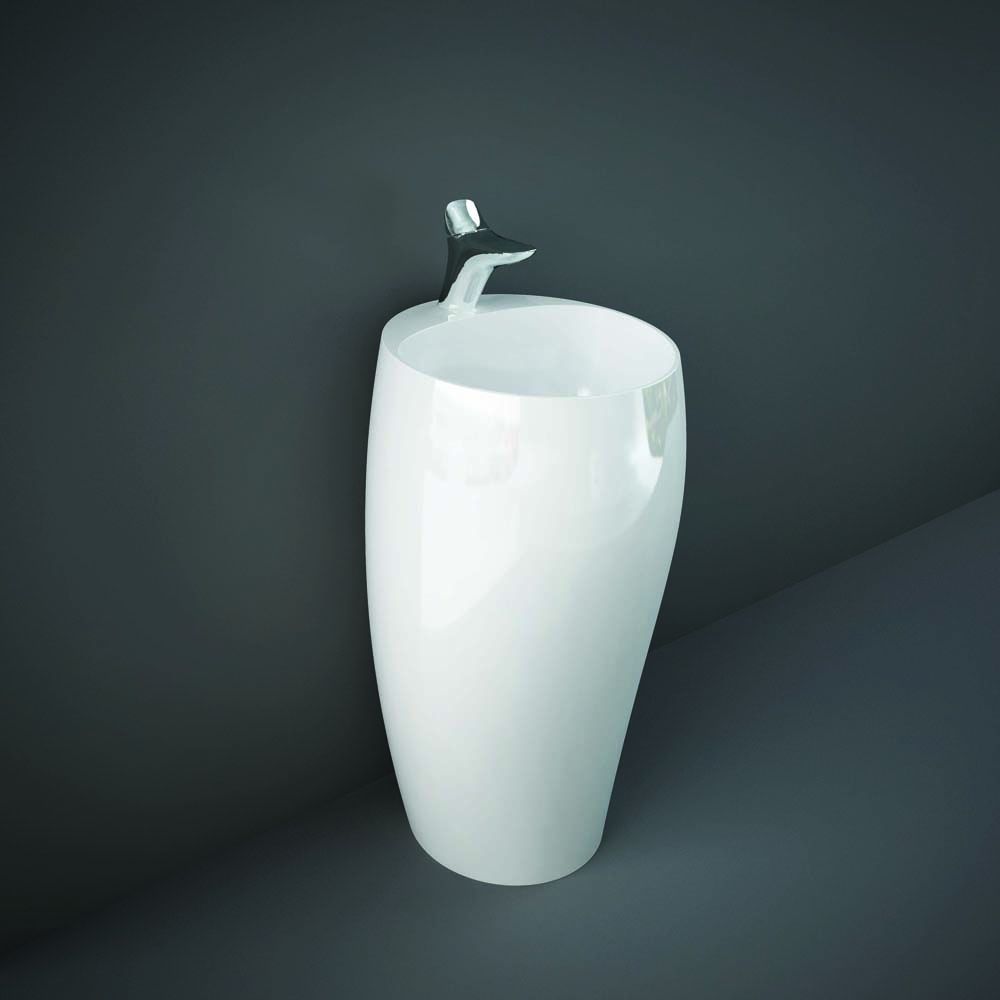 Lavabo totem moderne – Blanc brillant – 49 cm –  1 trou – RAK Cloud x Hudson Reed