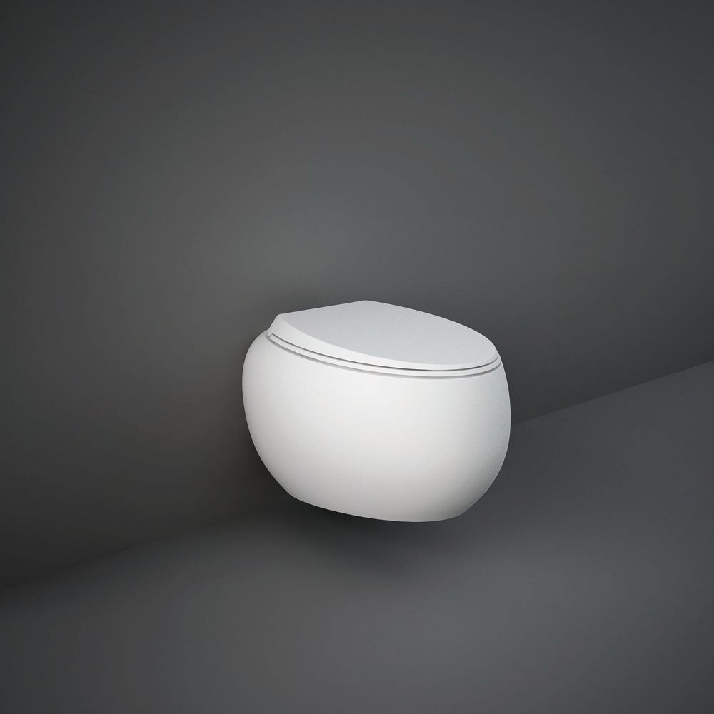 Cuvette WC suspendue moderne avec abattant à fermeture douce – Sans bride – Blanc mat – RAK Cloud x Hudson Reed