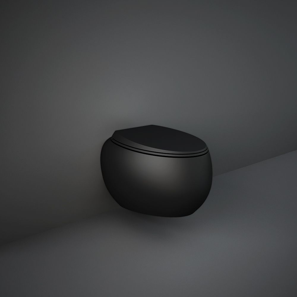 Cuvette WC suspendue sans bride – Abattant à fermeture douce – Noir mat – RAK Cloud x Hudson Reed