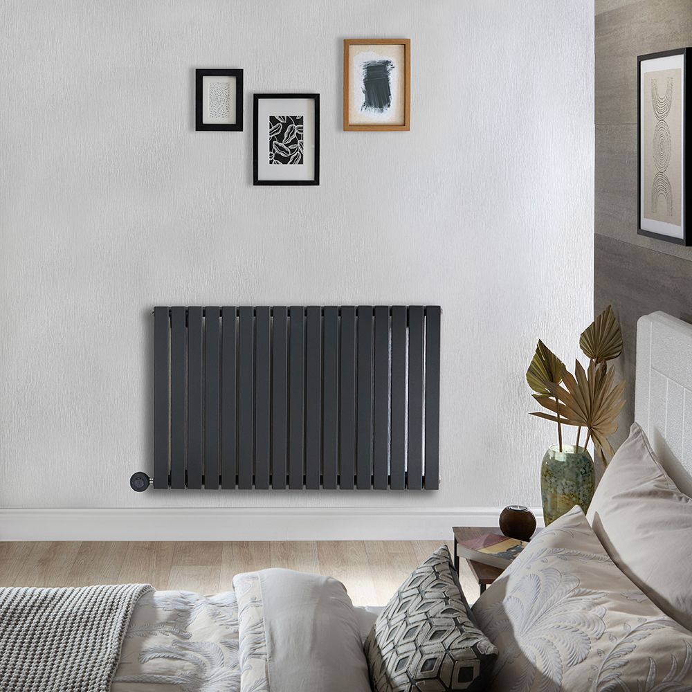 Radiateur design électrique horizontal - Anthracite - 63,5 cm x 100 cm x 5,3 cm – Sloane – ECOSO par Hudson Reed