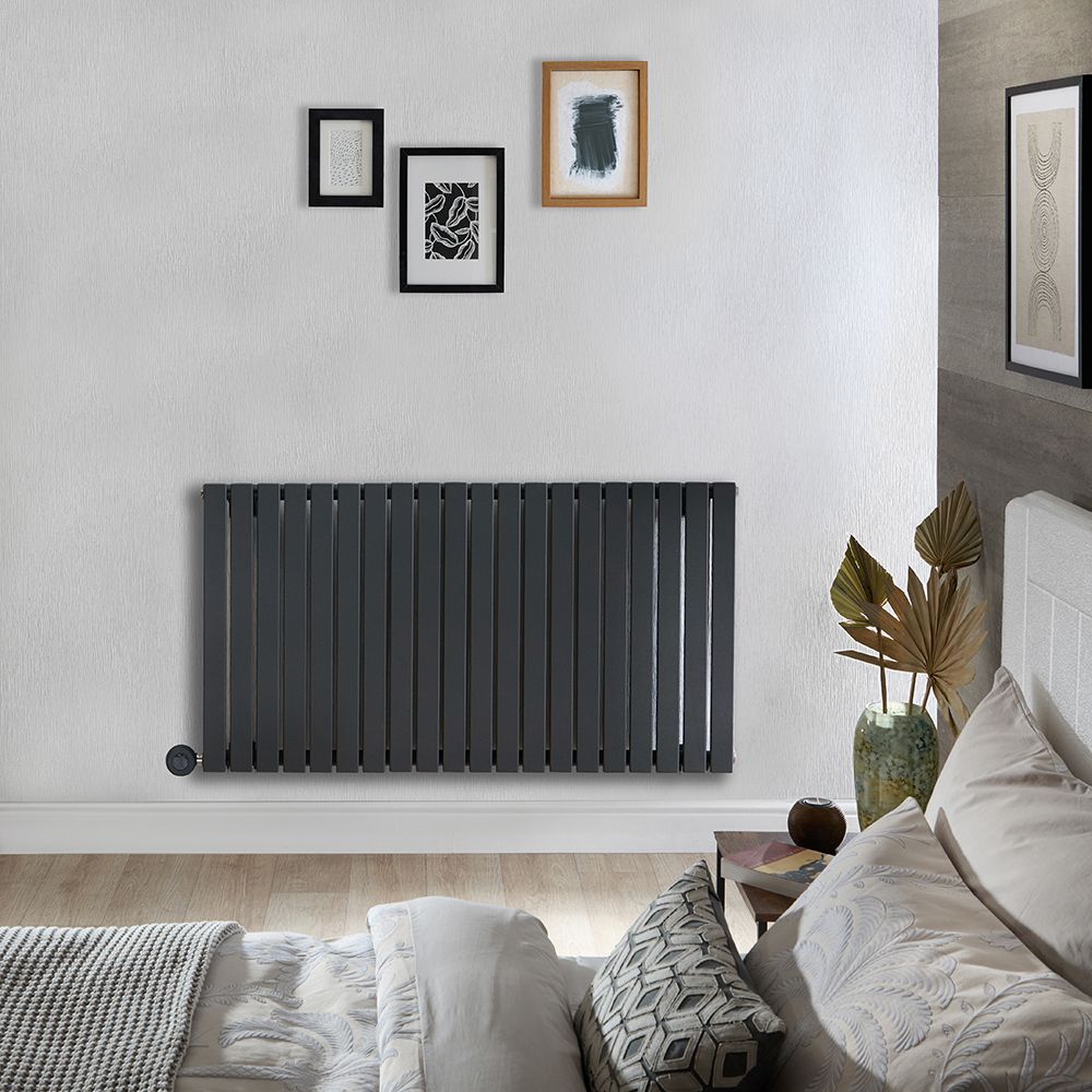 Radiateur design électrique horizontal - Anthracite - 63,5 cm x 118 cm x 5,3 cm - Sloane – ECOSO par Hudson Reed