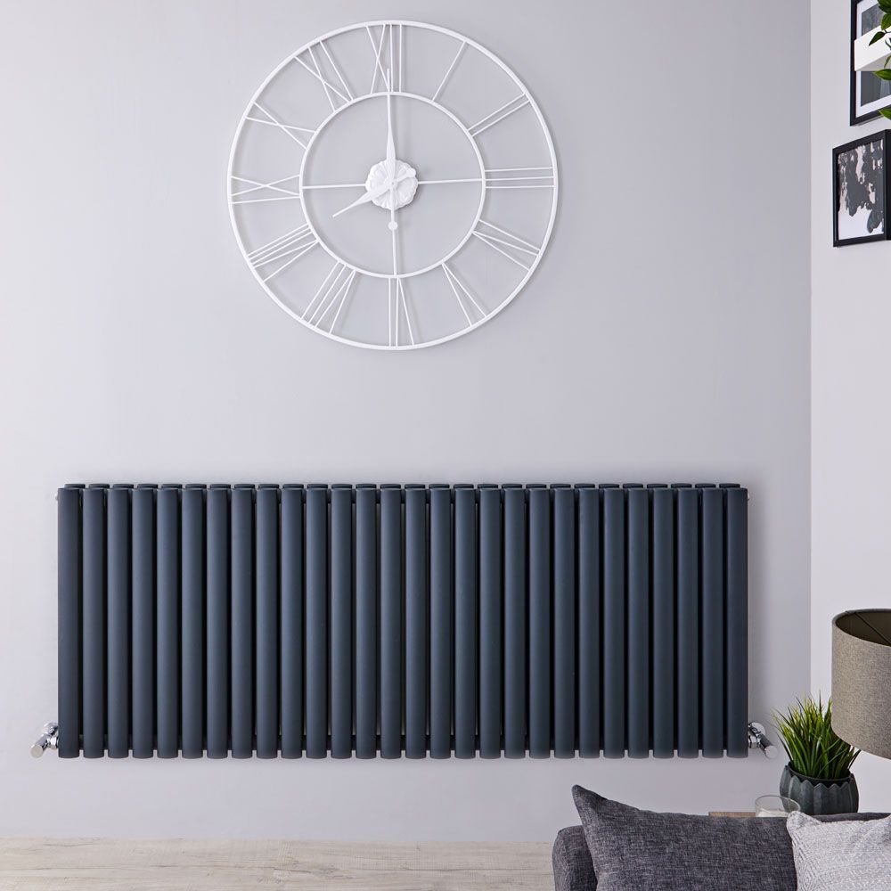 Radiateur design horizontal - 63,5 cm x 165,2 cm - Anthracite - Double rang - Vitality