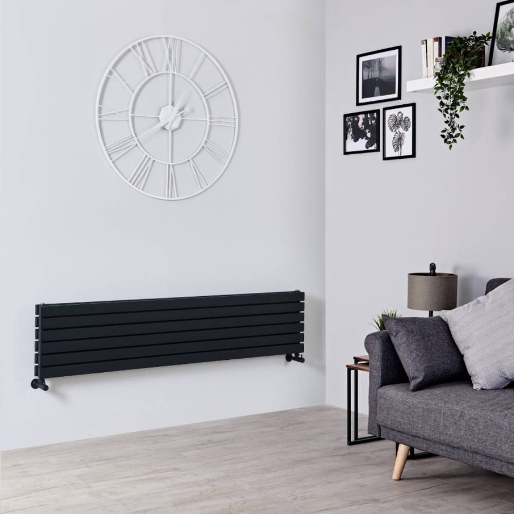 Radiateur design horizontal – 35,4 cm x 160 cm – Choix de finitions et options de rang simple ou double – Sloane