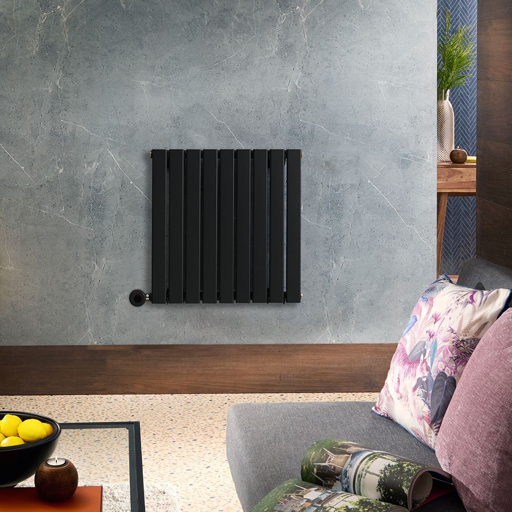 Radiateur design électrique horizontal – Noir – 63,5 cm x 63 cm – Câblé – Delta – ECOSO par Hudson Reed
