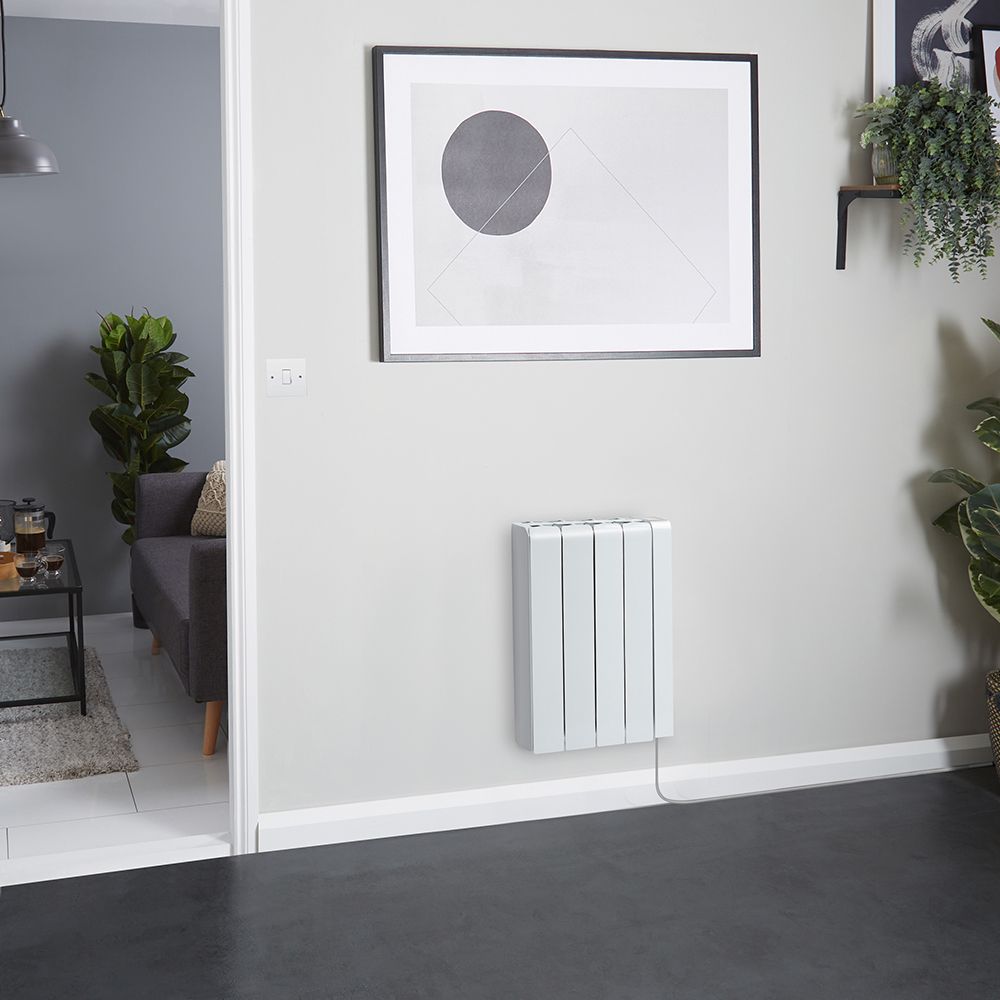 Radiateur à inertie sèche céramique - 1000W - Sur prise – Blanc – 57 cm x 44,4 cm - Kera - ECOSO par Hudson Reed