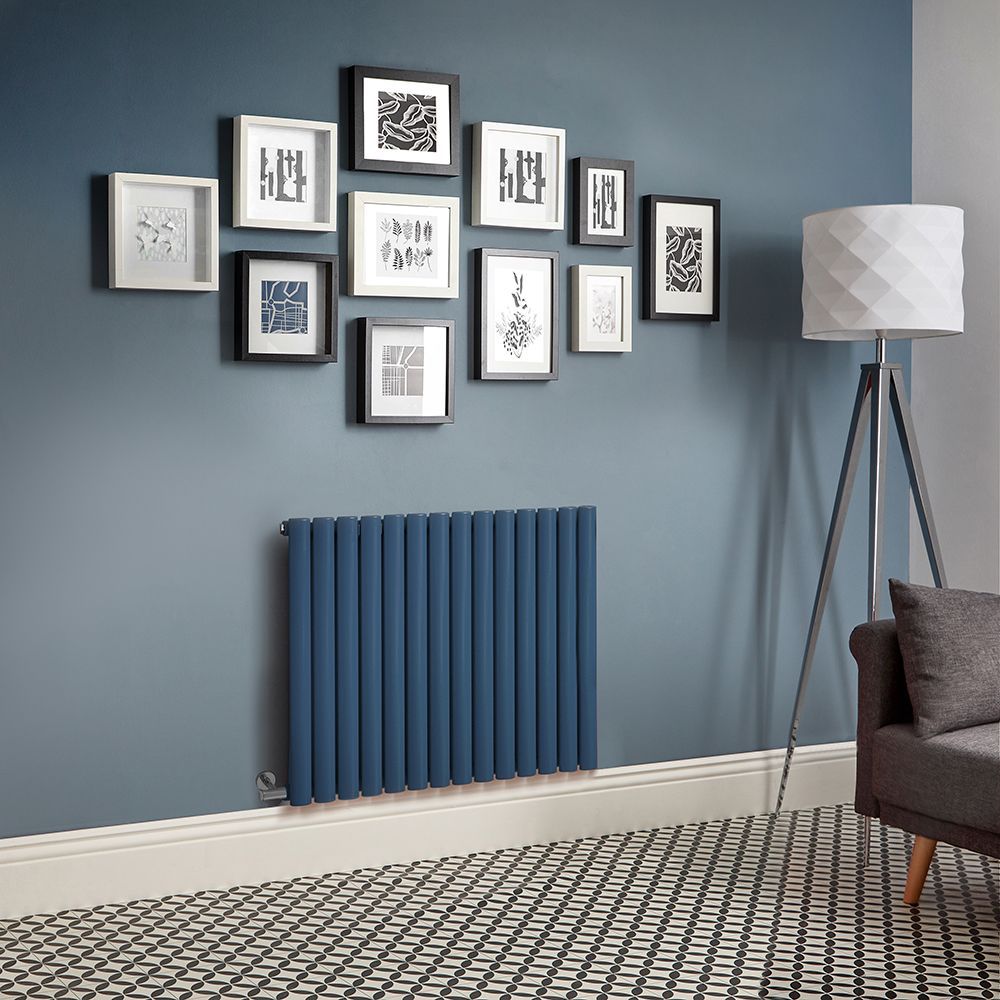 Radiateur électrique design horizontal - Bleu (Deep Sea Blue) - Choix de largeur, thermostat et cache-câble - Vitality