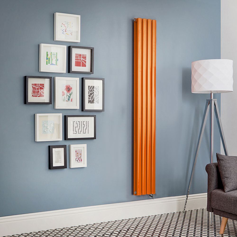 Radiateur électrique design vertical - Orange (Sunset Orange) - Choix de largeur, thermostat et cache-câble - Vitality
