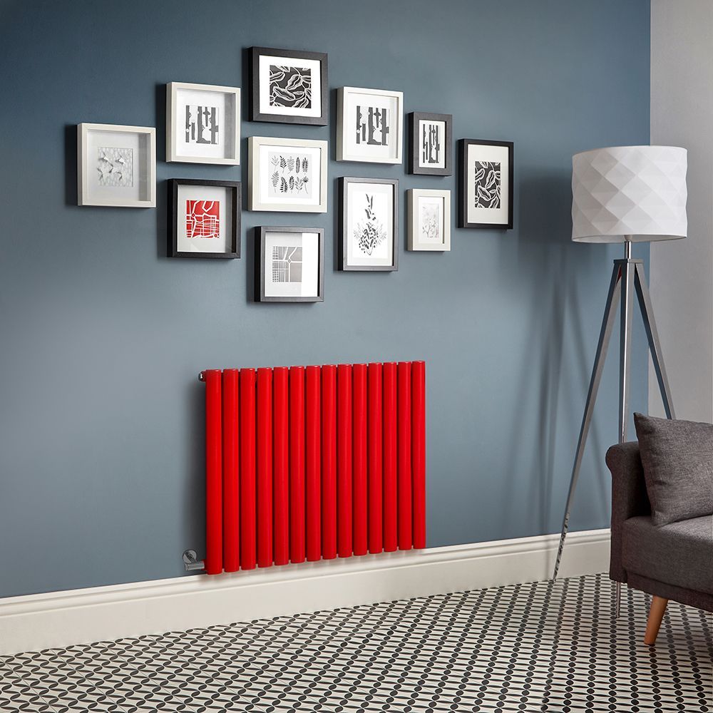 Radiateur électrique design horizontal - Rouge (Siamese Red) - Choix de largeur, thermostat et cache-câble - Vitality