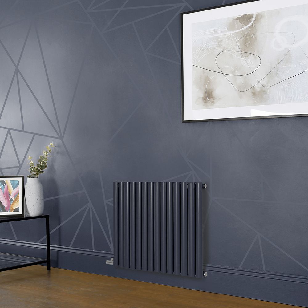 Radiateur électrique design horizontal - Bleu (Regal Blue) - Choix de largeur, thermostat et cache-câble - Vitality