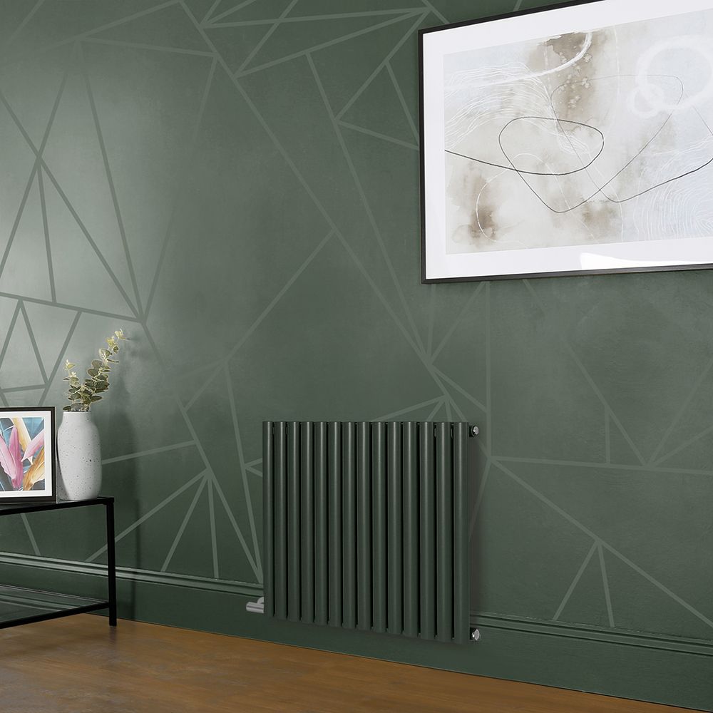 Radiateur électrique design horizontal - Vert (Evergreen) - Choix de largeur, thermostat et cache-câble - Vitality