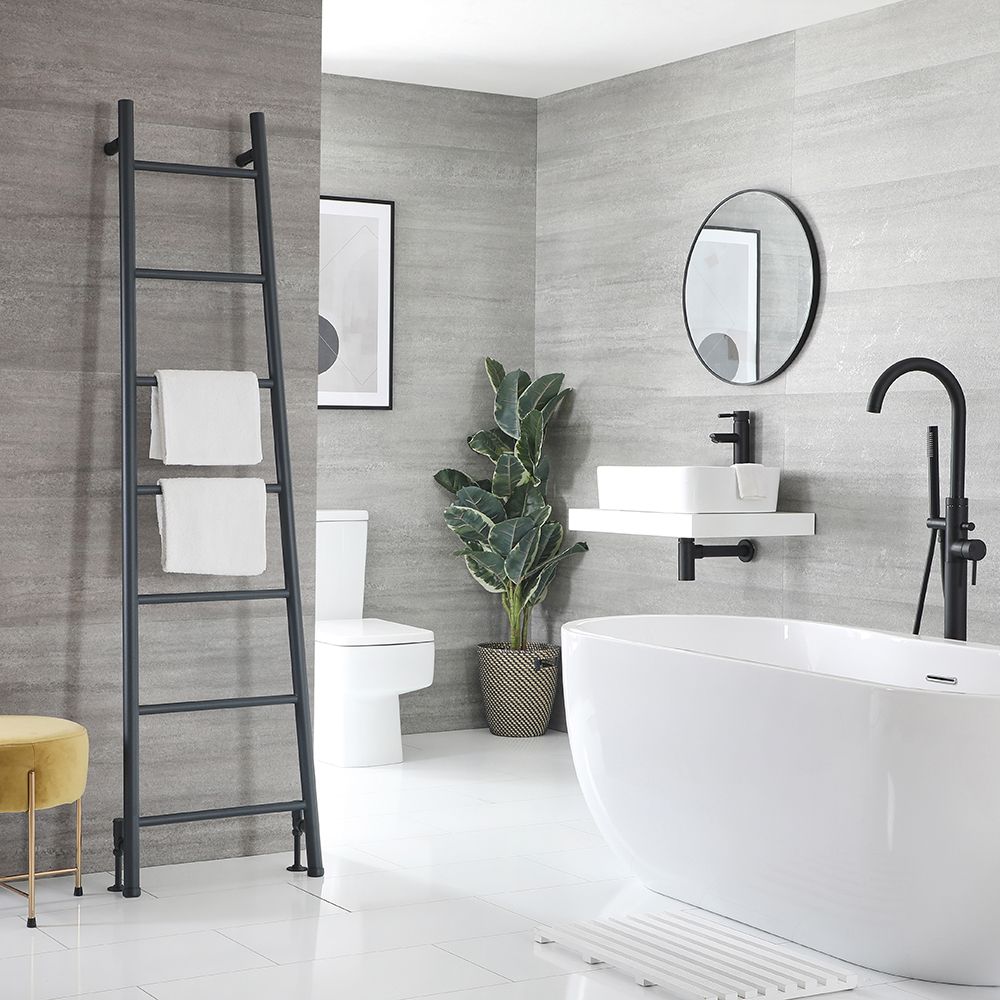 Sèche-serviettes échelle à poser – Anthracite – 180 cm x 50 cm - Indus