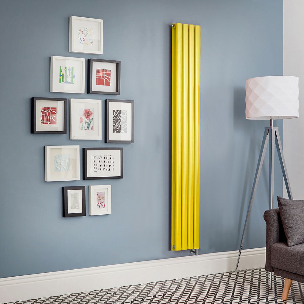 Radiateur électrique design vertical - Jaune (Dandelion Yellow) - Choix de largeur, thermostat et cache-câble - Vitality