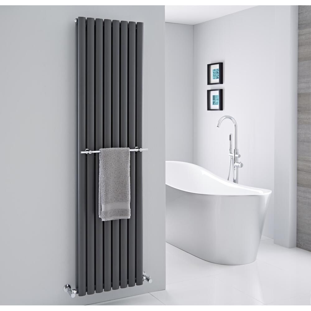 Barre porte-serviettes chromée 47cm pour radiateur
