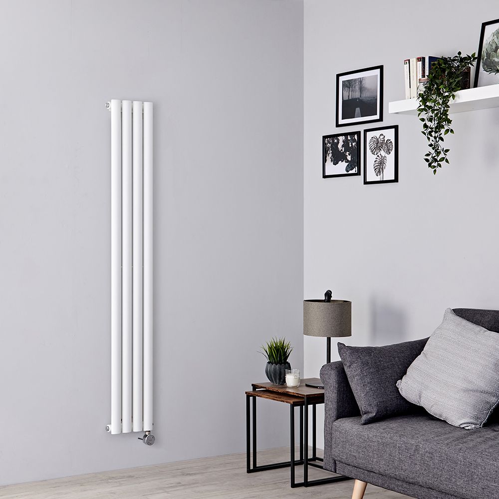 Radiateur design vertical électrique - Blanc – 160 cm x 23,6 cm - Avec élément chauffant Bluetooth - Vitality