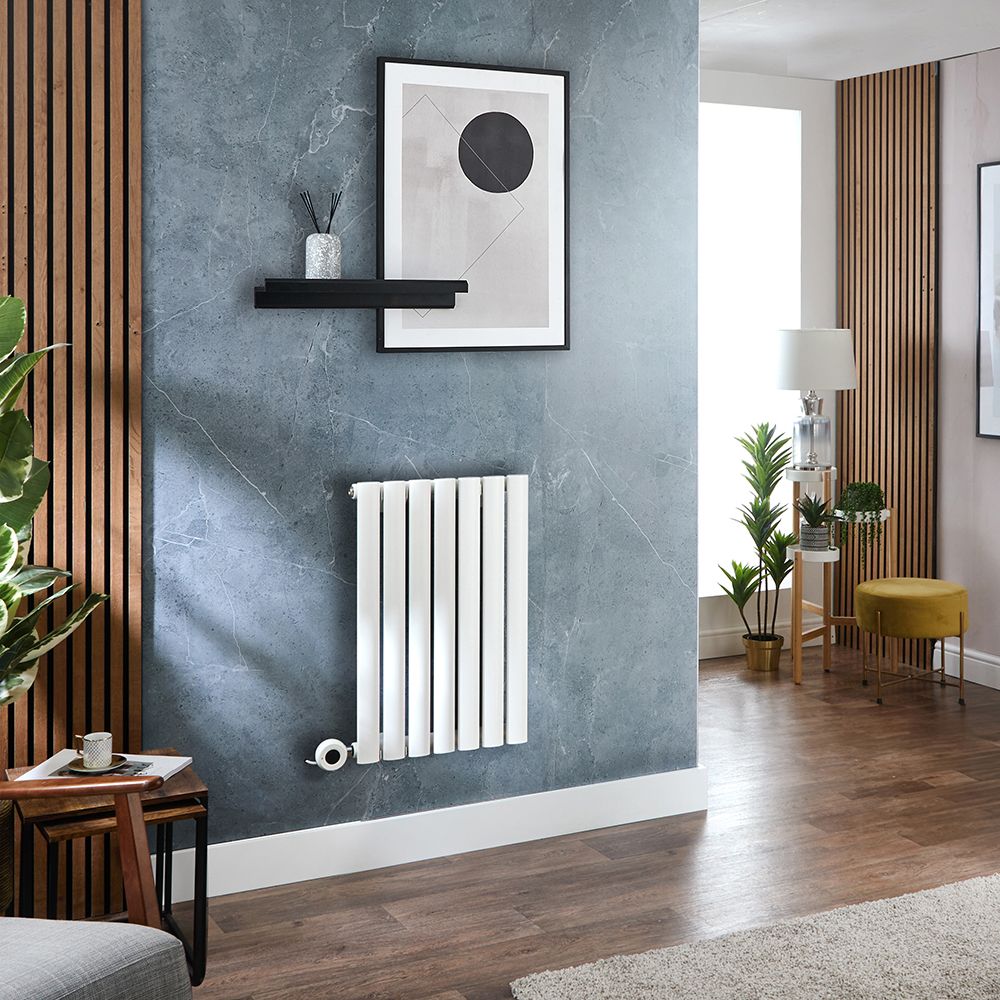 Radiateur design électrique horizontal - Blanc - 63,5 cm x 41,3 cm x 5,5 cm - Vitality – ECOSO par Hudson Reed