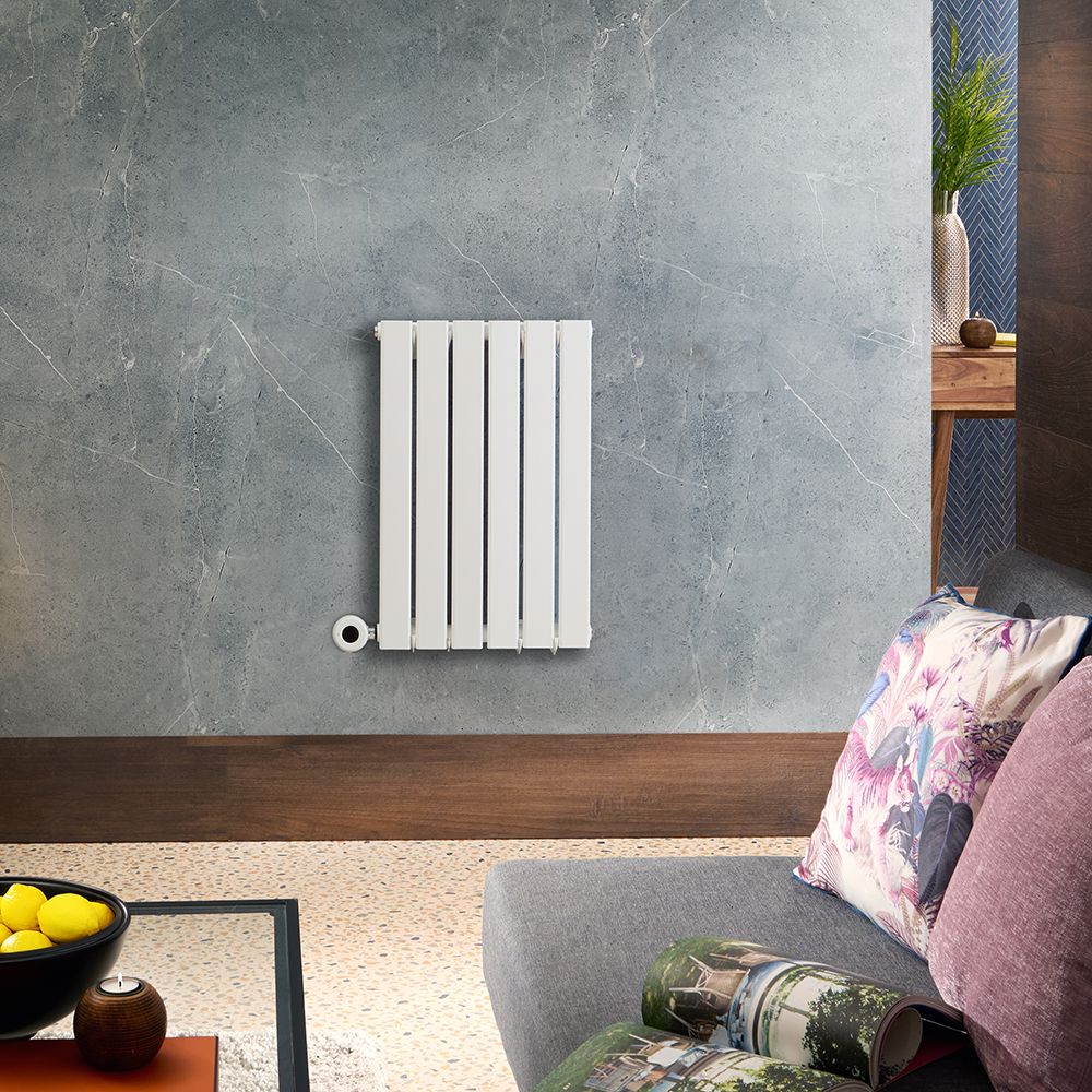 Radiateur design électrique horizontal - Blanc - 63,5 cm x 42 cm x 4,6 cm - Delta – ECOSO par Hudson Reed