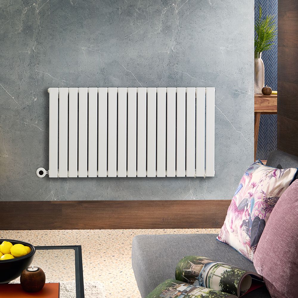 Radiateur design électrique horizontal - Blanc - 63,5 cm x 119 cm x 4,6 cm - Delta – ECOSO par Hudson Reed