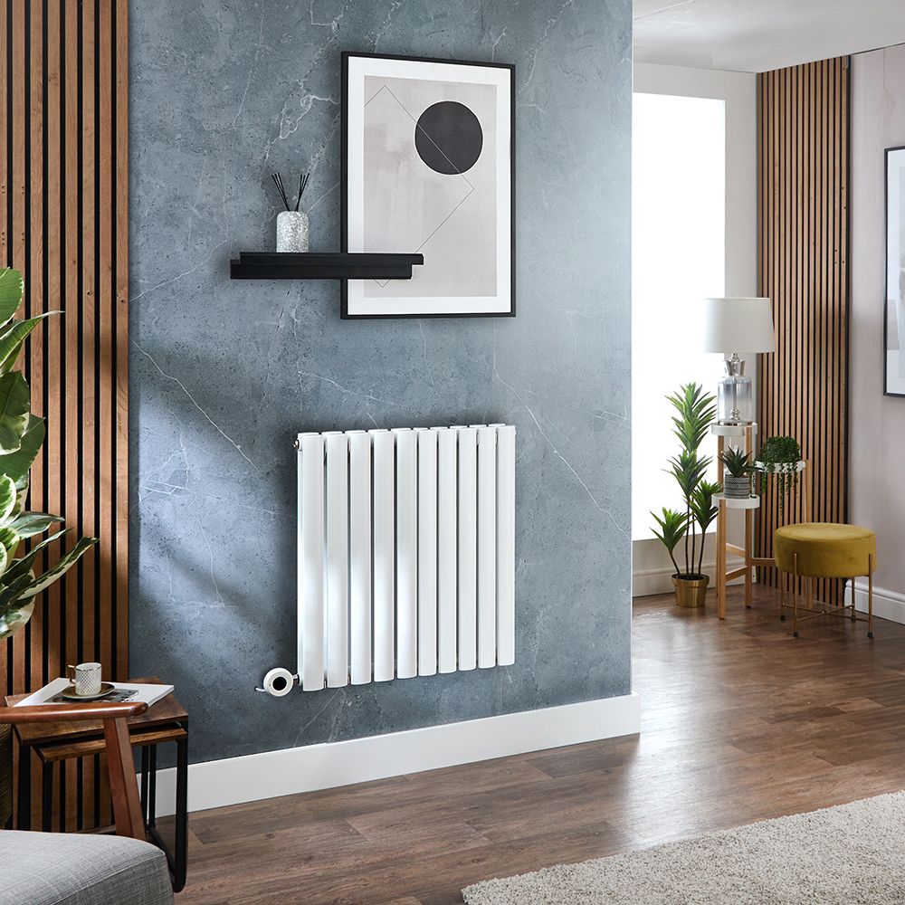 Radiateur design électrique horizontal – Blanc – Choix de tailles et de thermostat Wi – Fi et options de câblage ou sur prise – Vitality – ECOSO par Hudson Reed