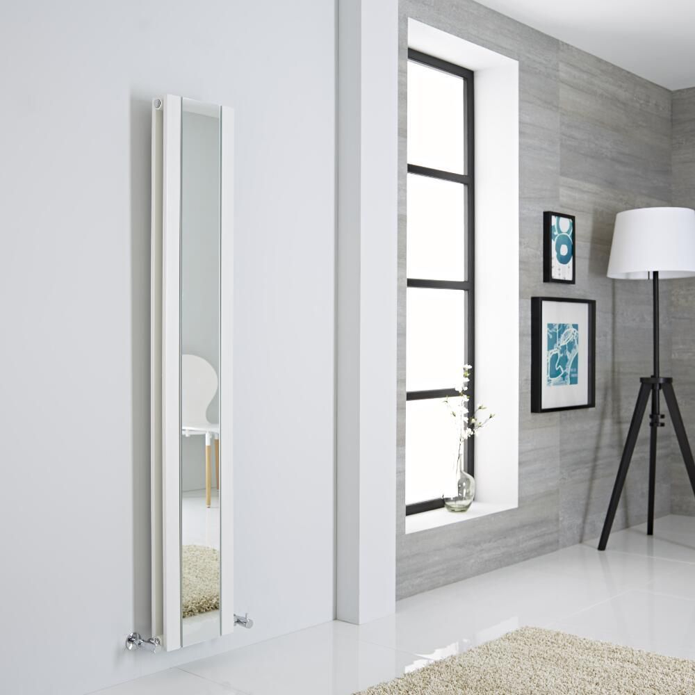 Radiateur design vertical – Avec miroir – Blanc – Tailles multiples – Sloane