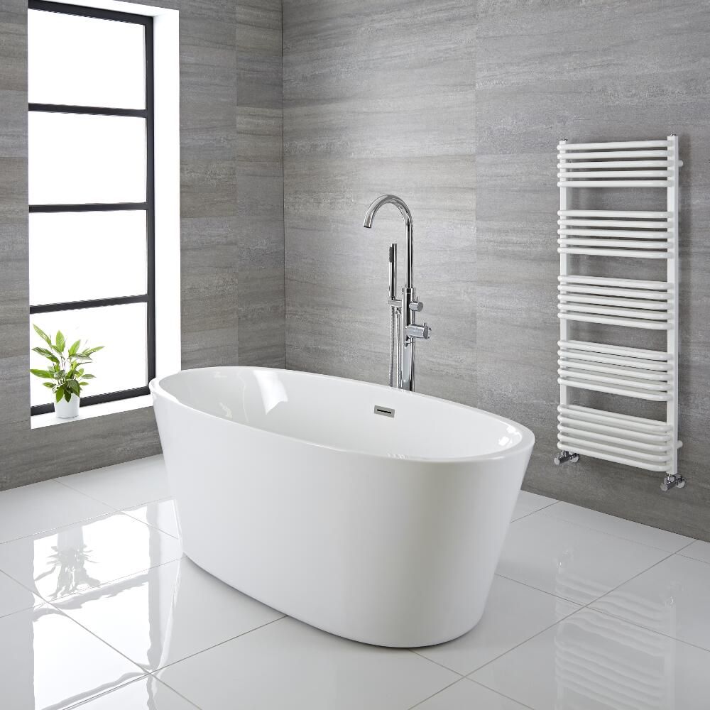 Baignoire îlot moderne ovale - Blanc – 159,5 cm x 74 cm - Ashbury