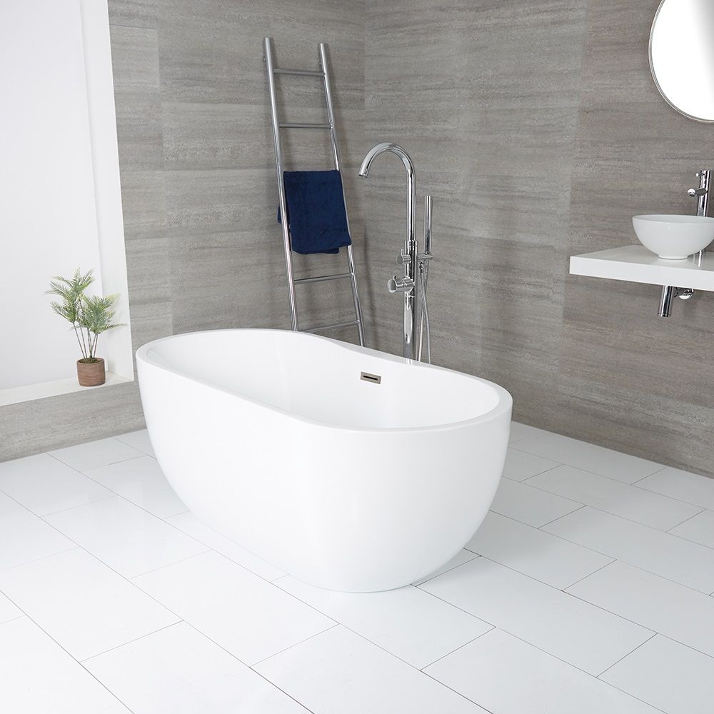 Baignoire îlot moderne ovale – Blanc – 180 cm x 75 cm – Otterton